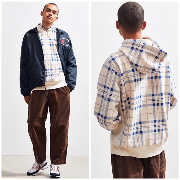 Uo Exclusive Champion Plaid Hoodie Xl 